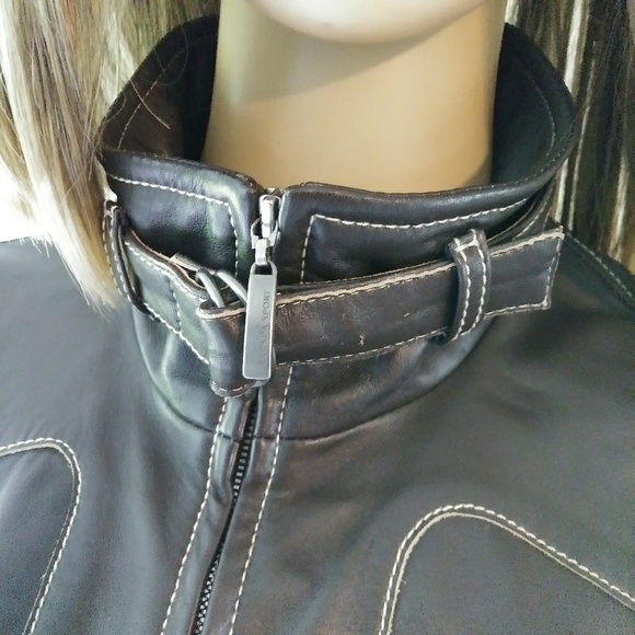 HP! Escada Sport Sz 38/M Brown Leather Jacket - Picture 3 of 8